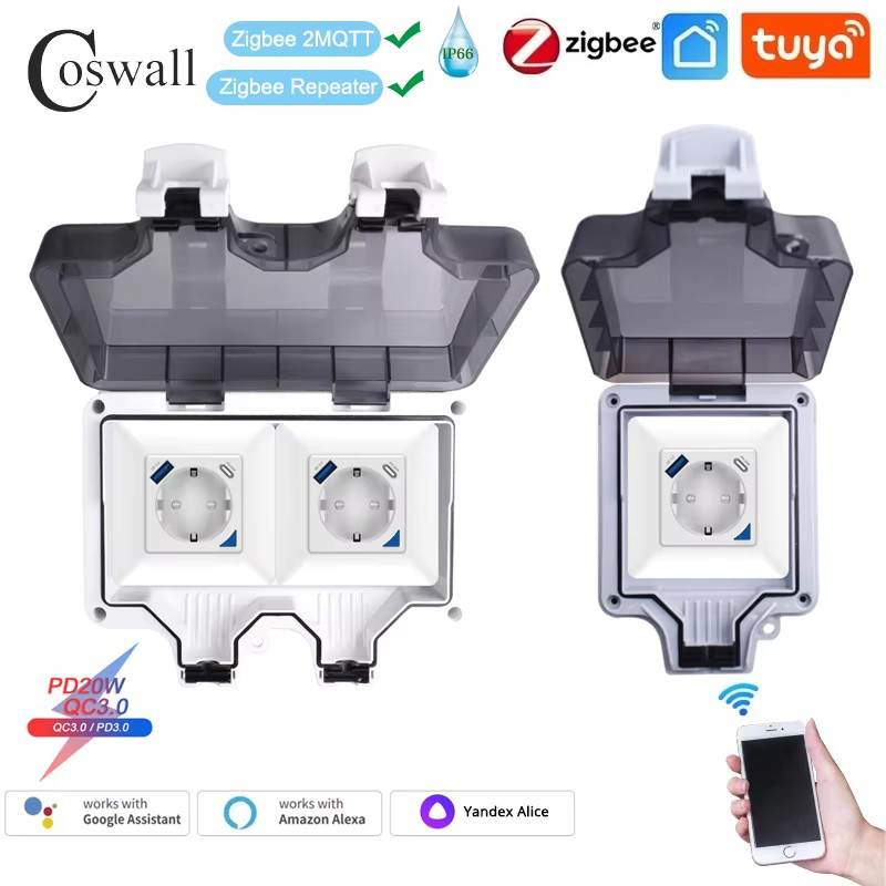 Smart Wall Socket - Coswall IP66 Waterproof EU Socket Tuya