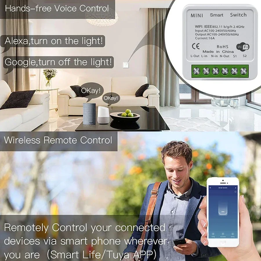 Tuya WiFi Smart Switch Module  - Smart Home Google Assistant recension och pris