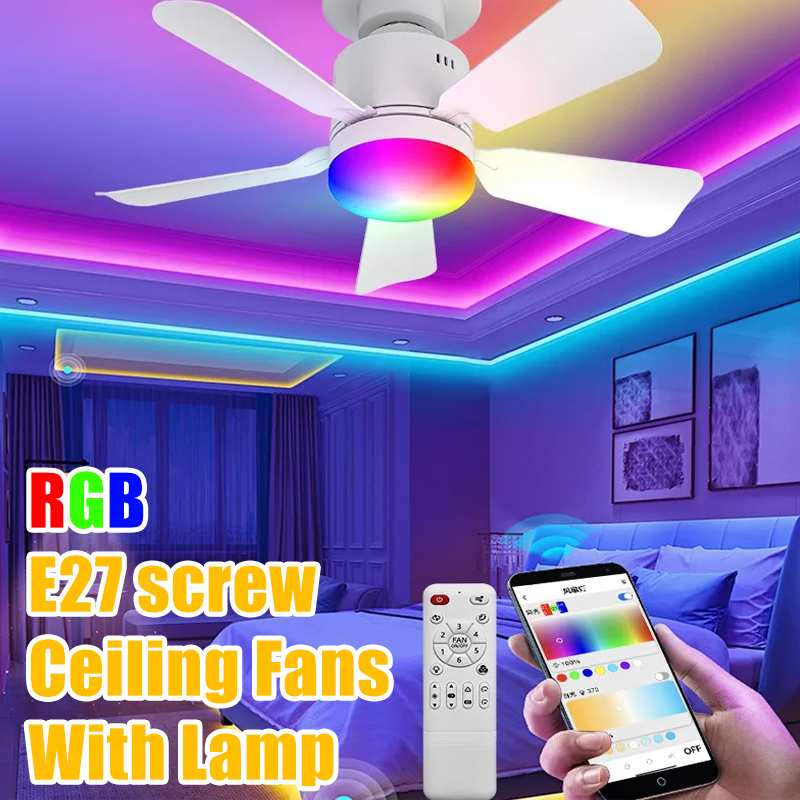 RGB LED Ceiling Fan Lamps E27  - Smart Home Ventilation System recension och pris