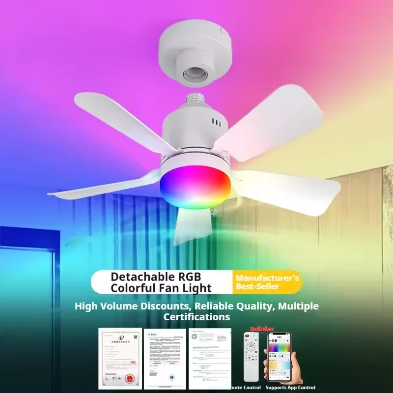 RGB LED Ceiling Fan Lamps E27  - Smart Home Ventilation System recension och pris