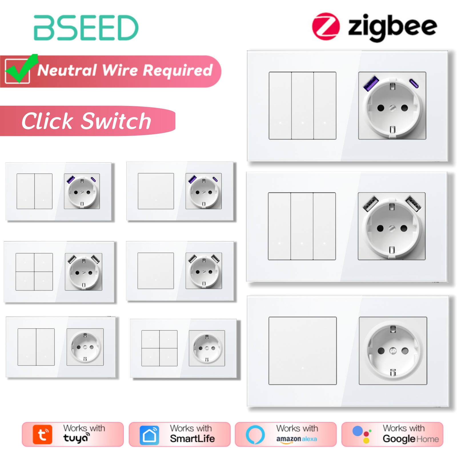BSEED ZigBee Switches Wall Sma - Smart Home Yellow recension och pris