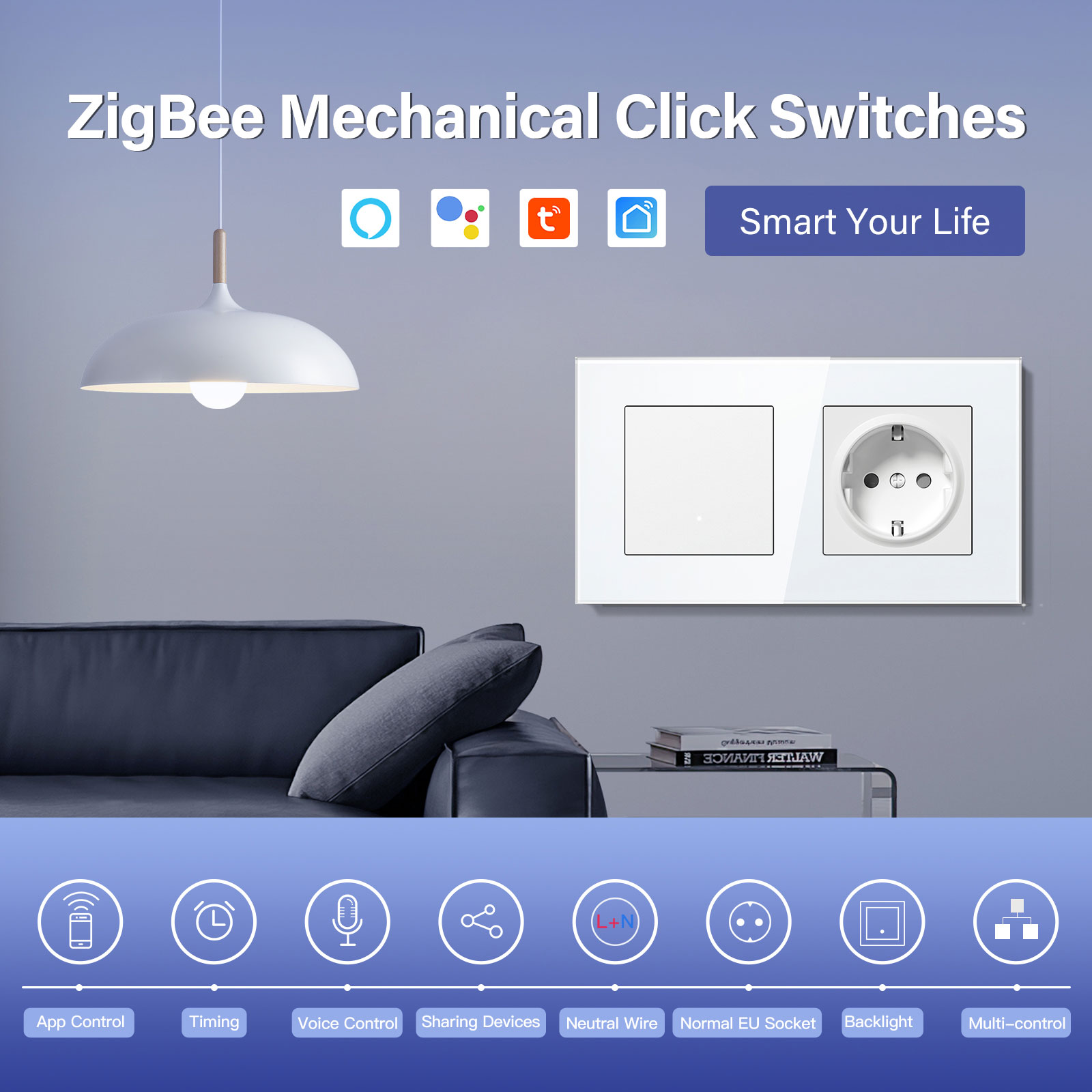BSEED ZigBee Switches Wall Sma - Smart Home Yellow recension och pris
