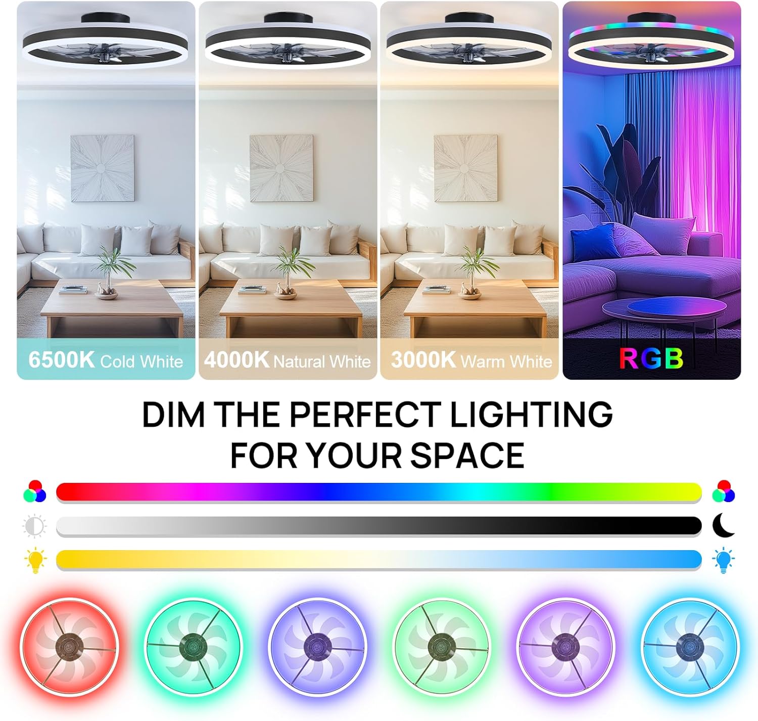 RGB Smart Ceiling Fan Light 6- - Smart Home Ventilation System recension och pris