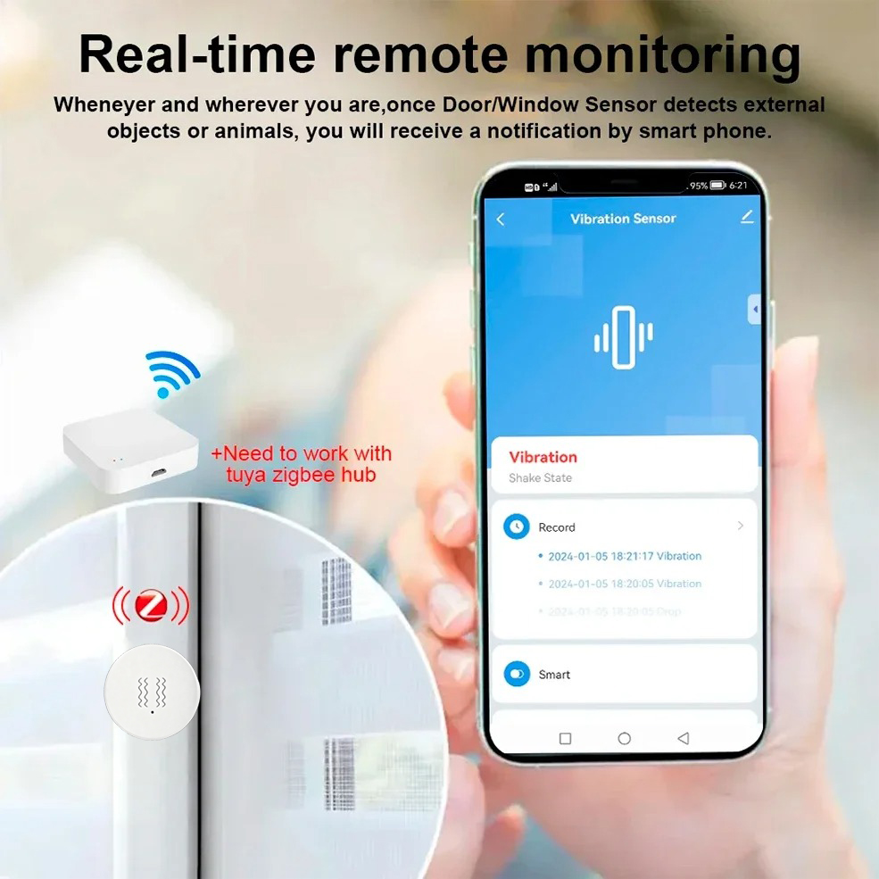 Tuya ZigBee Smart Vibration &  - Smart Home Google Assistant recension och pris